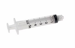 A clear HealthyKin BD 5cc (5ml) Luer-Lock Syringe NO NEEDLE with a number on it.
