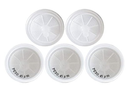 A set of four Allpure Syringe Filters - 25mm | 0.45μm | PES (priced per filter) by Amazon on a white background.