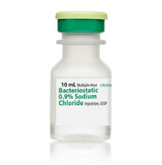 Bacteriostatic 0.9% Sodium Chloride Injection, USP (10 mL bottle)