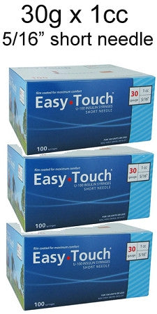Buy three boxes of MHC EasyTouch insulin syringes at a discounted price.
