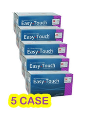 5 cases of EasyTouch Insulin Syringes 0.5cc (0.5ml) x 28G x 1/2" - 5 BOXES (500 SYRINGES) with comfortable injection capability, by MHC.