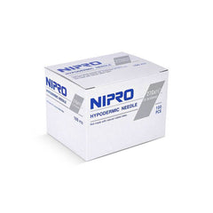A box of sterile Nipro Disposable Hypodermic Needles 27G x 1/2" (50 Pack) on a white background.