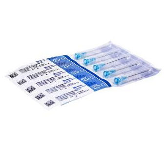 A pack of Nipro 10cc (10ml) 25G x 1 1/2" Luer-Lock Syringe and Hypodermic Needle Combo (25 pack) on a white background.