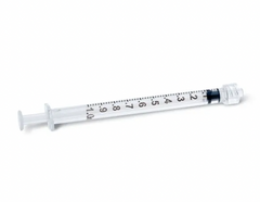 A sterile Nipro 1cc (1ml) 27G x 1 1/4" LUER LOCK Syringe and Hypodermic Needle Combo (50 pack) on a white background.
