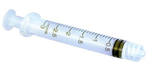 A 3cc (3ml) 27G x 1 1/4" Luer-Lock Syringe & Hypodermic Needle Combo (50 pack) by Nipro, with needles on a white background.