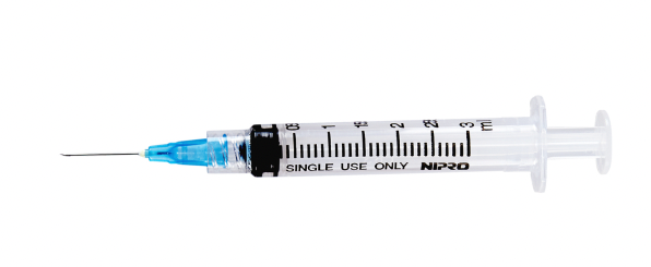 3cc (3ml) 25G x 1" Luer-Lock Syringe & Hypodermic Needle Combo (50 pack)