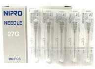 Nipro 3cc (3ml) 27G x 1 1/4" Luer-Lock Syringe & Hypodermic Needle Combo (50 pack) in a package.