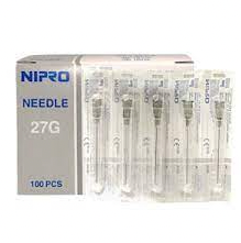 Nipro 1cc (1ml) 27G x 1 1/4" LUER LOCK Syringe and Hypodermic Needle Combo (50 pack) in a pack of 50.