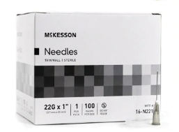 McKesson Hypodermic Needle 22G x 1" (1 BOX) 100 needles