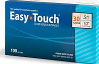 EasyTouch Insulin Syringes 0.5cc (0.5ml) x 30G x 1/2" - 1 BAG (10 SYRINGES)