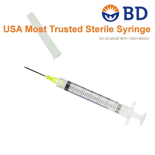 BD 3cc (3ml) 20G x 1" Luer-Lok Syringe w/ PrecisionGlide Needle (10 pack)