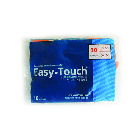 EasyTouch Insulin Syringes 0.5cc (0.5ml) x 30G x 5/16" - 1 BAG (10 SYRINGES)