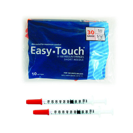 EasyTouch Insulin Syringes 1cc (1ml) x 30G x 5/16" - 1 BAG (10 SYRINGES)