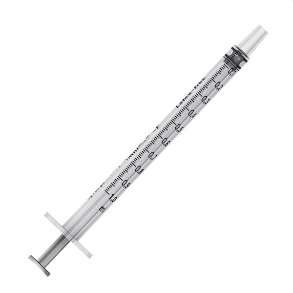 A sterile disposable Nipro 1cc (1ml) Slip-Tip Syringe - NO NEEDLE (50 pack) on a white background.